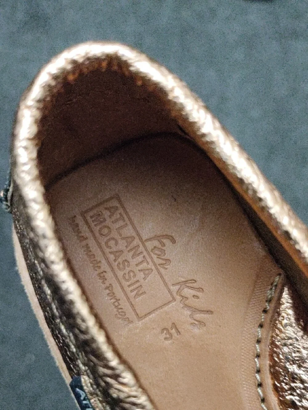 Kids Metallic Copper Slip-On  Moccasins
